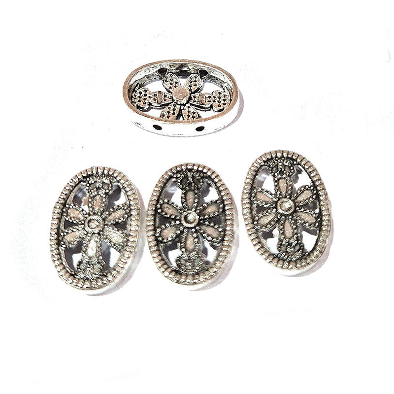 10pcs, Silver Oxidized Plated Fine Metal craft Connector Jewelry making Findings 2 hole oval 14x21mm