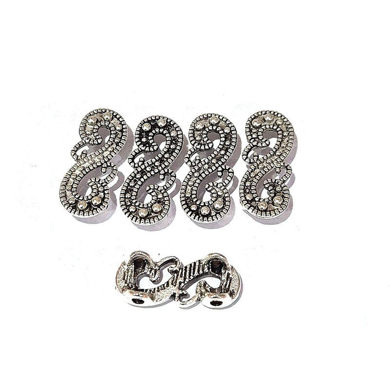 20pcs, Silver Oxidized Plated Fine Metal craft Connector Jewelry making Findings 2 hole infinty 7x17mm