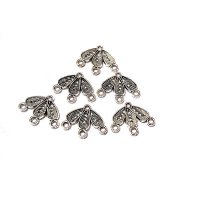 40pcs, Silver Oxidized Plated Fine Metal craft Connector Jewelry making Findings 3 loop necklace end and earring making Chandeliers 12x13mm