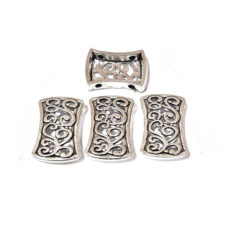 20pcs, Silver Oxidized Plated Fine Metal craft Connector Jewelry making Findings 2 hole 10x17mm