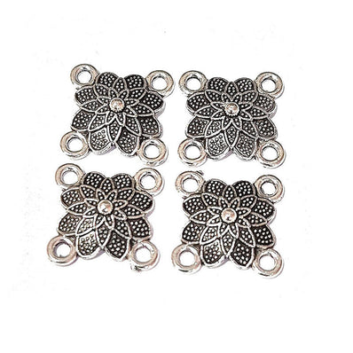 20pcs, Silver Oxidized Plated Fine Metal craft Connector Jewelry making Findings 4 loops 12x19mm