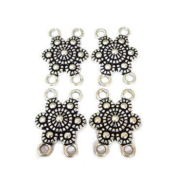 20pcs, Silver Oxidized Plated Fine Metal craft Connector Jewelry making Findings 4 loops 18x27mm