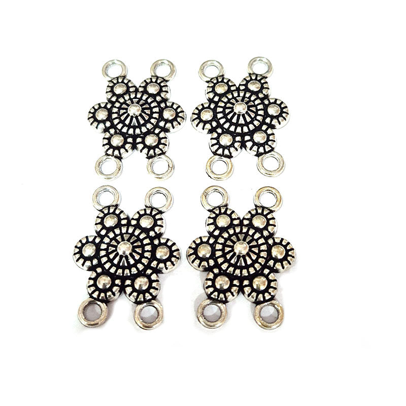 20pcs, Silver Oxidized Plated Fine Metal craft Connector Jewelry making Findings 4 loops 18x27mm