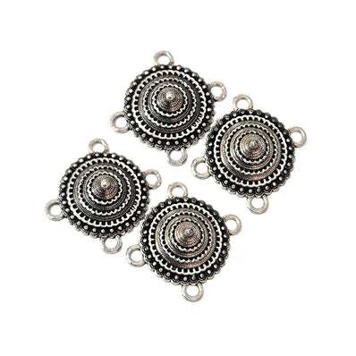 10pcs, Silver Oxidized Plated Fine Metal craft Connector Jewelry making Findings 4 loops 21x27mm