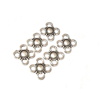 50pcs, Silver Oxidized Plated Fine Metal craft Connector Jewelry making Findings 4 loops 9x12mm