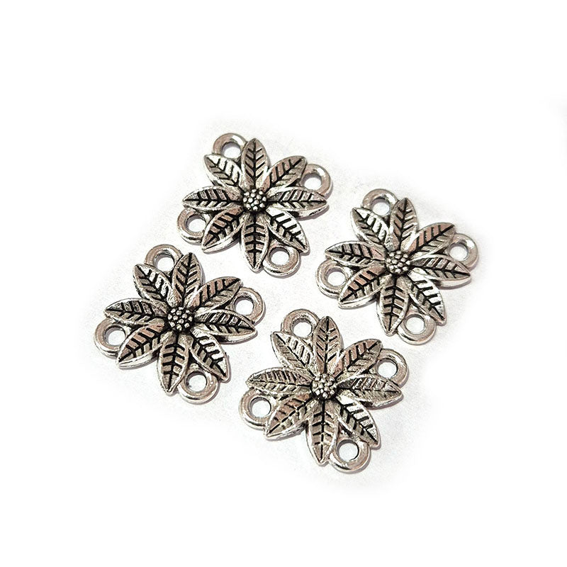 20pcs, Silver Oxidized Plated Fine Metal craft Connector Jewelry making Findings 4 hole 12x18mm