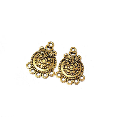 20pcs, Gold Oxidized Plated Fine Metal craft Connector Jewelry making Findings 5 loop necklace end and earring making Chandeliers 14x22mm