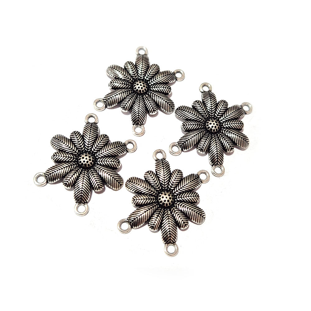 10pcs, Silver Oxidized Plated Fine Metal craft Connector Jewelry making Findings 4 loops 20x32mm