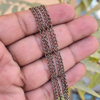 1 Piece Pack of 85 Cm Long' Best Quality 2.5-3 mm Gunmetal Polish chain for jewelry making