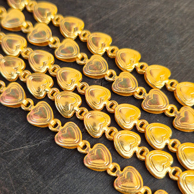 1 PIECE PACK OF 1 FOOT (APPROX 30 CM) GOLD POLISHED HEART LINK CHAIN