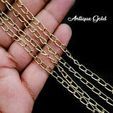 ANTIQUE GOLD POLISHED CHAINS' SIZE APPROX '7x4 MM CHAIN LENGTH APPROX 70-75 CM SOLD BY 2 PIECES CUTTING PACK