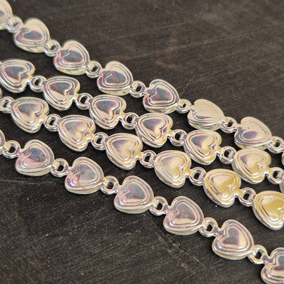 1 PIECE PACK OF 1 FOOT (APPROX 30 CM) SILVER POLISHED HEART LINK CHAIN