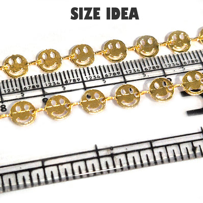 1 PIECE PACK OF 1 FOOT (APPROX 30 CM) GOLD POLISHED SMILEY LINK CHAIN