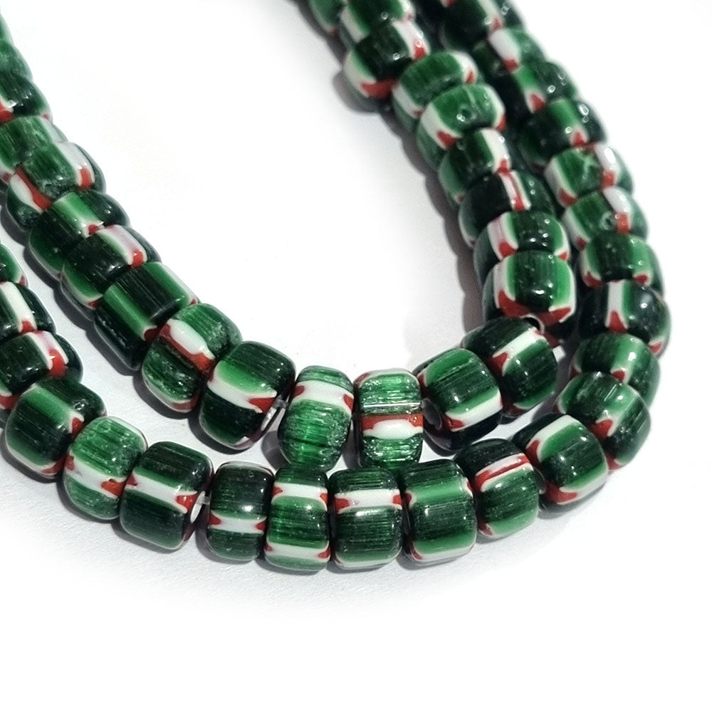 1 LINE/STRING PACK' HANDMADE CHEVRON GLASS BEADS SIZE APPROX 10x4mm