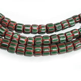 1 LINE/STRING PACK' HANDMADE CHEVRON GLASS BEADS SIZE APPROX 9x6mm