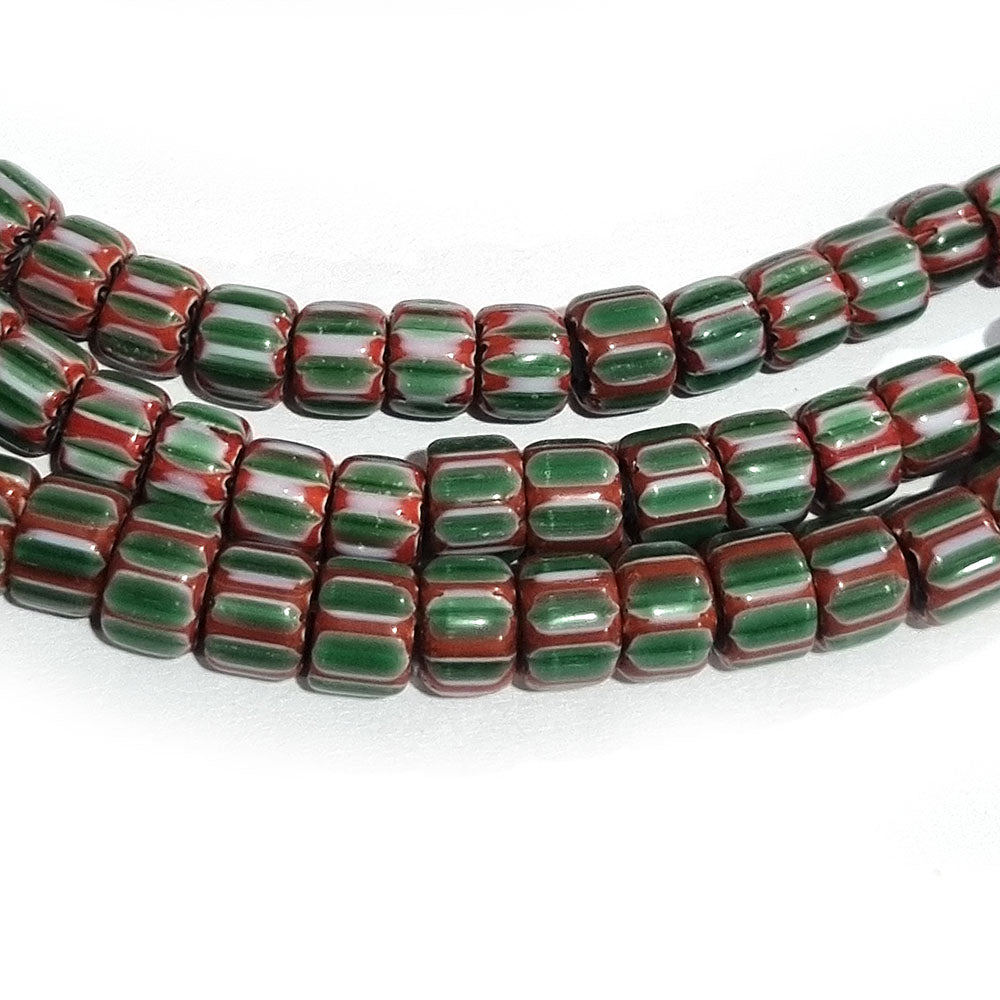 1 LINE/STRING PACK' HANDMADE CHEVRON GLASS BEADS SIZE APPROX 9x6mm