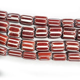 1 LINE/STRING PACK' HANDMADE CHEVRON GLASS BEADS SIZE APPROX 10x12mm