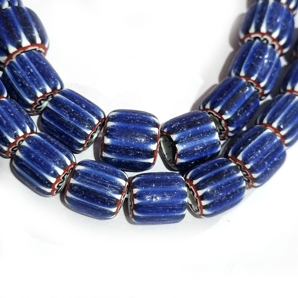 1 LINE/STRING PACK' HANDMADE CHEVRON GLASS BEADS SIZE APPROX 13x14mm