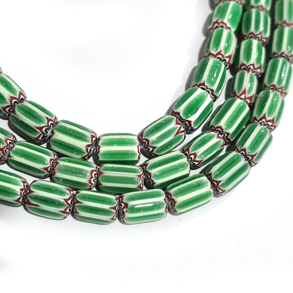 1 LINE/STRING PACK' HANDMADE CHEVRON GLASS BEADS SIZE APPROX 10x12mm