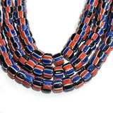 1 LINE/STRING PACK' HANDMADE CHEVRON GLASS BEADS SIZE APPROX 10x6mm