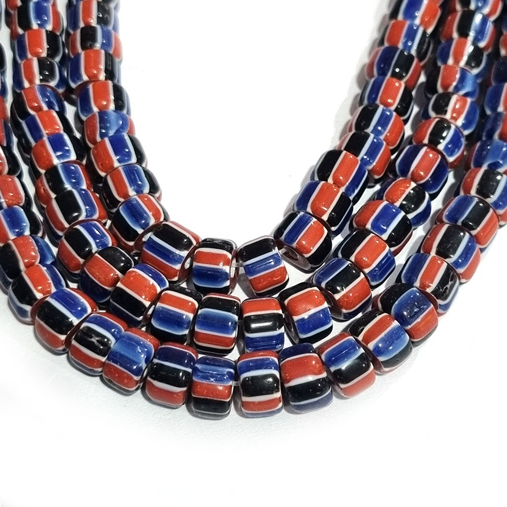 1 LINE/STRING PACK' HANDMADE CHEVRON GLASS BEADS SIZE APPROX 10x6mm