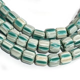 1 LINE/STRING PACK' HANDMADE CHEVRON GLASS BEADS SIZE APPROX 9x10mm