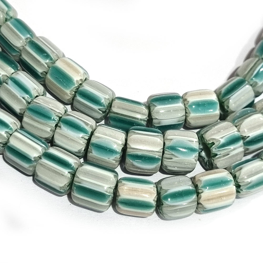1 LINE/STRING PACK' HANDMADE CHEVRON GLASS BEADS SIZE APPROX 9x10mm