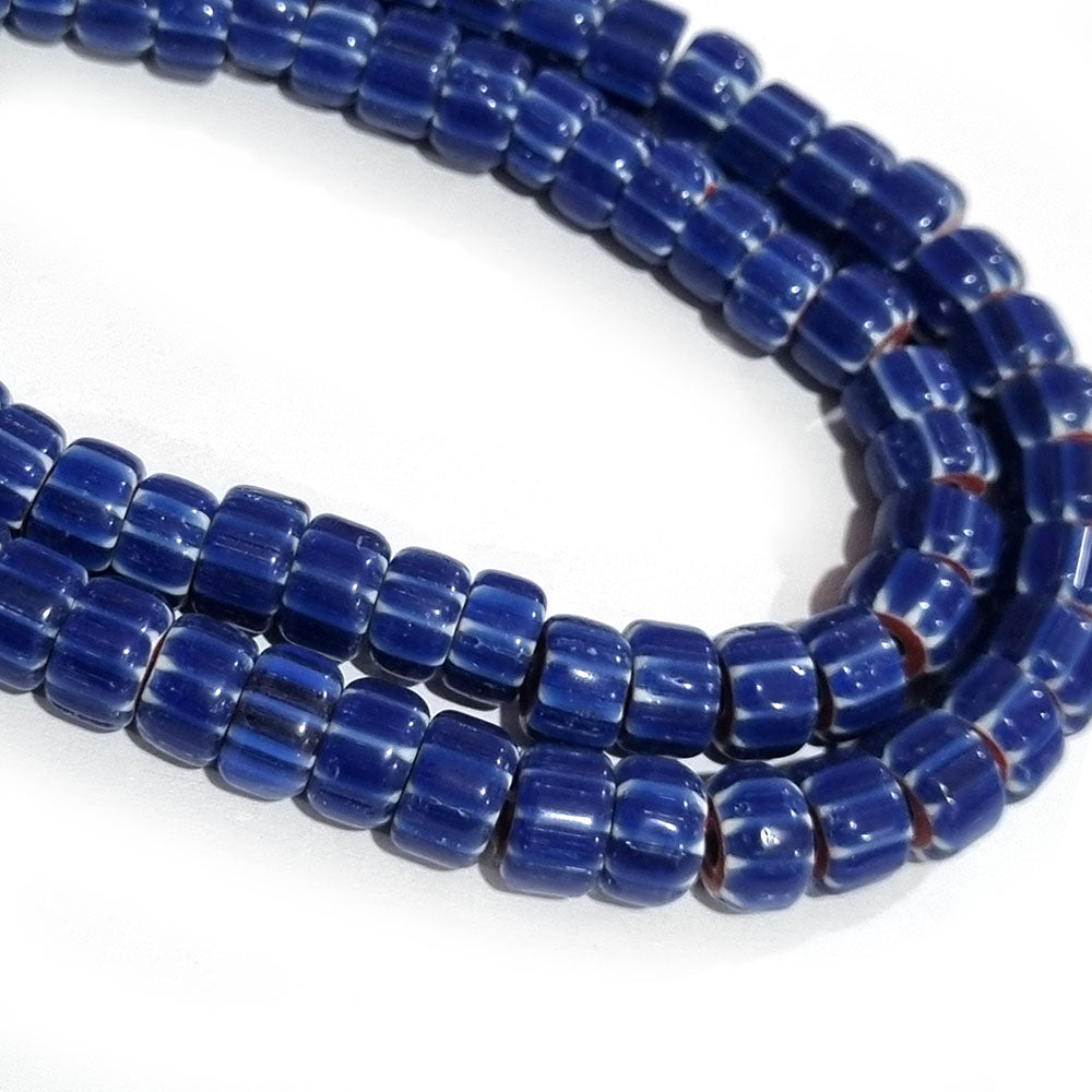 1 LINE/STRING PACK' HANDMADE CHEVRON GLASS BEADS SIZE APPROX 9x6mm