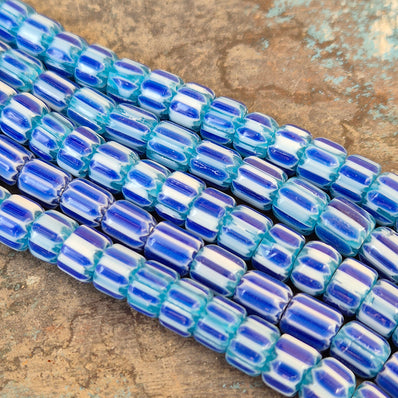 1 LINE/STRING PACK' SIZE APPROX' 7x9 MM' HANDMADE CHEVRON GLASS BEADS