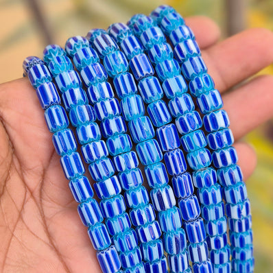 1 LINE/STRING PACK' SIZE APPROX' 7x9 MM' HANDMADE CHEVRON GLASS BEADS