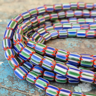 1 LINE/STRING PACK' SIZE APPROX' 8x9 MM' HANDMADE CHEVRON GLASS BEADS