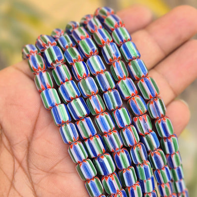 1 LINE/STRING PACK' SIZE APPROX' 8x9 MM' HANDMADE CHEVRON GLASS BEADS