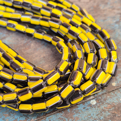 1 LINE/STRING PACK' SIZE APPROX' 7x9 MM' HANDMADE CHEVRON GLASS BEADS