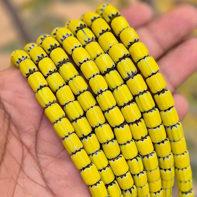 1 LINE/STRING PACK' SIZE APPROX' 7x8 MM' HANDMADE CHEVRON GLASS BEADS