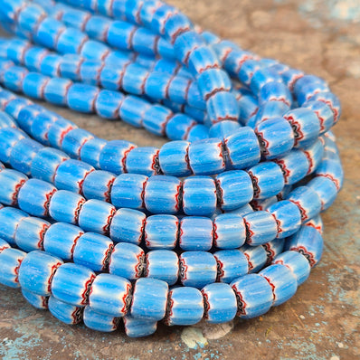 1 LINE/STRING PACK' SIZE APPROX' 7x8 MM' HANDMADE CHEVRON GLASS BEADS