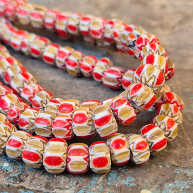 1 LINE/STRING PACK' SIZE APPROX' 6x9 MM' HANDMADE CHEVRON GLASS BEADS