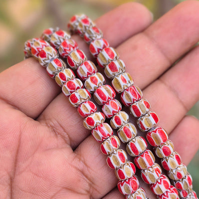 1 LINE/STRING PACK' SIZE APPROX' 6x9 MM' HANDMADE CHEVRON GLASS BEADS