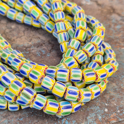 1 LINE/STRING PACK' SIZE APPROX' 7x9 MM' HANDMADE CHEVRON GLASS BEADS