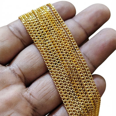 3 mm Iron Alloy Cable Chain – Gold Polished Finish – Approx. 1 Meter for Jewelry Making