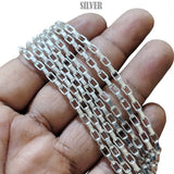 5x3 mm Long Cut Iron Alloy Chain – Silver Polished Finish – Approx. 1 Meter for Jewelry Making