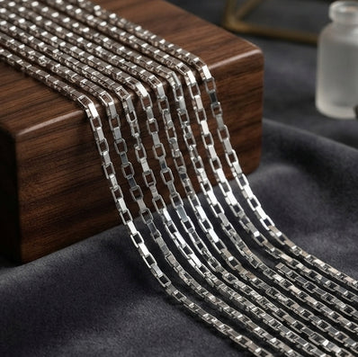 5x3 mm Long Cut Iron Alloy Chain – Silver Polished Finish – Approx. 1 Meter for Jewelry Making