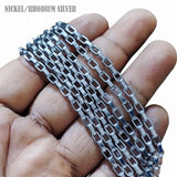 5x3 mm Long Cut Iron Alloy Chain – Nickel/Rhodium Silver Finish – Approx. 1 Meter for Jewelry Making