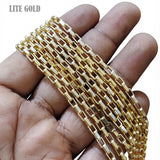 5x3 mm Long Cut Iron Alloy Chain – Lite Gold Polished Finish – Approx. 1 Meter for Jewelry Making