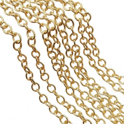 4x5 mm Iron Alloy Cable Chain – Lite Gold Polished Finish – Approx. 1 Meter for Jewelry Making