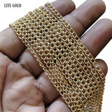 3x5 mm Iron Alloy Cable Chain – Lite Gold Polished Finish – Approx. 1 Meter for Jewelry Making
