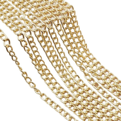 3x5 mm Iron Alloy Cable Chain – Lite Gold Polished Finish – Approx. 1 Meter for Jewelry Making