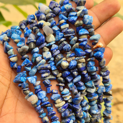 Lapis Lazuli, Uncut Chips Natural Gemstone Beads long String about 200+ Beads in size about 5~11mm