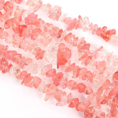 1 STRING/LINE PACK OF UNCUT CHERRY QUARTZ UNCUT CHIPS BEADS