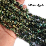 UNCUT SEMI PRECIOUS BEADS' MOSS AGATE' 30 INCHES APPROX' SOLD BY PER LINE PACK