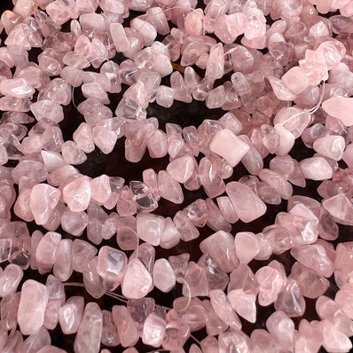 1 STRING/LINE PACK OF UNCUT ROSE QUARTZ UNCUT CHIPS BEADS